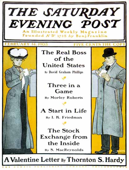 JJ Gould Saturday Evening Post A Valentine Letter 1903_02_14 | The Saturday Evening Post Graphic Art Covers 1892-1930