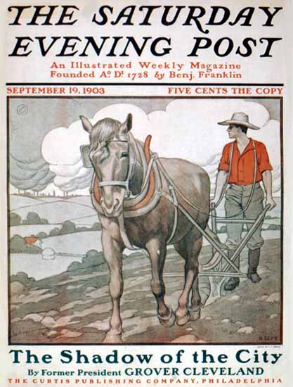 JJ Gould Saturday Evening Post The Shadow of the City 1903_09_19 | The Saturday Evening Post Graphic Art Covers 1892-1930