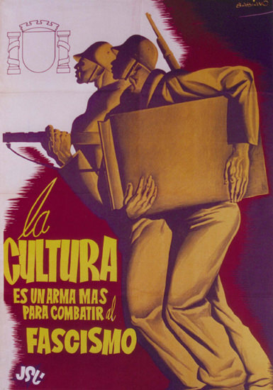 JSU Cultura Para Combatir Al Fascismo Espana | Vintage War Propaganda Posters 1891-1970