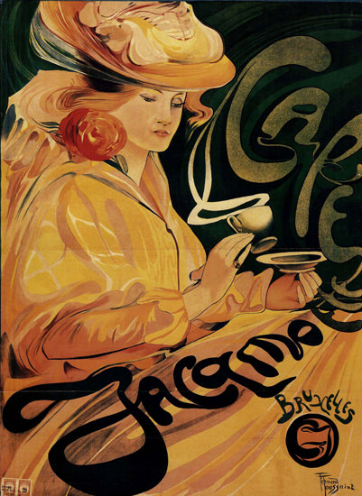 Jacamotte Cafe Bruxelles Belgium Art Nouveau | Sex Appeal Vintage Ads and Covers 1891-1970