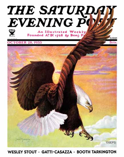 Jack Murray Saturday Evening Post Soaring Bald Eagle 1933_10_28 | The Saturday Evening Post Graphic Art Covers 1931-1969