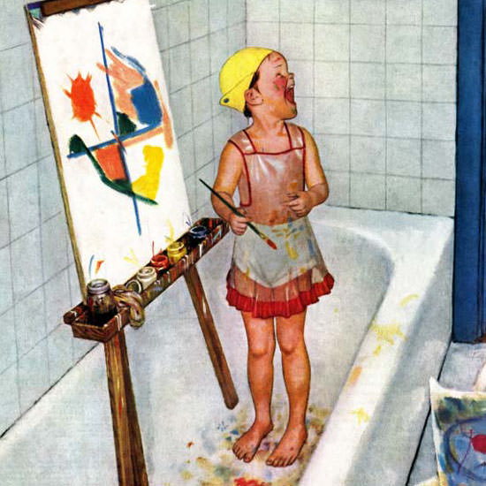 Jack Welch Saturday Evening Post Artist Tub 1950_10_28 Copyright crop | Best of Vintage Cover Art 1900-1970