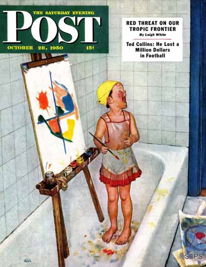 Jack Welch Saturday Evening Post Artist in the Bathtub 1950_10_28 | The Saturday Evening Post Graphic Art Covers 1931-1969