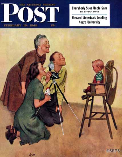 Jack Welch Saturday Evening Post Baby Picture 1949_02_19 | The Saturday Evening Post Graphic Art Covers 1931-1969