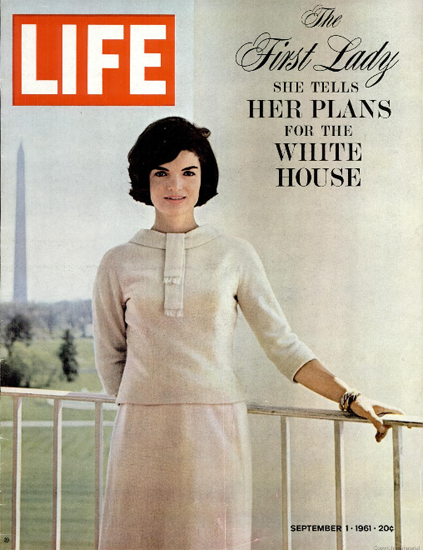 Jackie Kennedy plants White House 1 Sep 1961 Copyright Life Magazine | Life Magazine Color Photo Covers 1937-1970