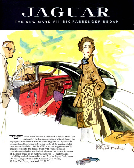 Jaguar Lady Mark VIII Six Passenger Sedan 1957 | Sex Appeal Vintage Ads and Covers 1891-1970