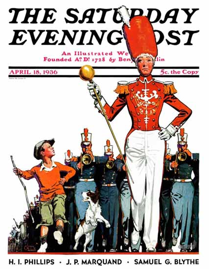 James C McKell Saturday Evening Post Joining the Parade 1936_04_18 | The Saturday Evening Post Graphic Art Covers 1931-1969