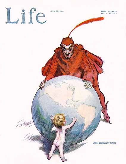 James Montgomery Flagg Life Humor Magazine 1908-07-23 Copyright | Life Magazine Graphic Art Covers 1891-1936