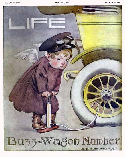 James Montgomery Flagg Life Humor Magazine 1909-01-07 Copyright | Life Magazine Graphic Art Covers 1891-1936