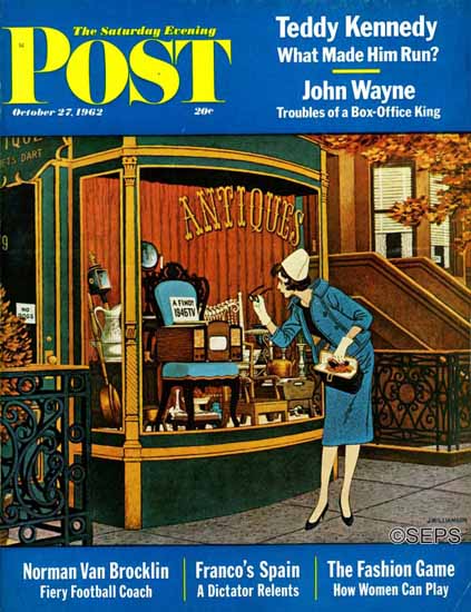 James Williamson Saturday Evening Post Antique TV 1962_10_27 | The Saturday Evening Post Graphic Art Covers 1931-1969