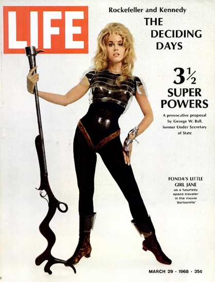 Jane Fonda in Barbarella in Space 29 Mar 1968 Copyright Life Magazine | Life Magazine Color Photo Covers 1937-1970