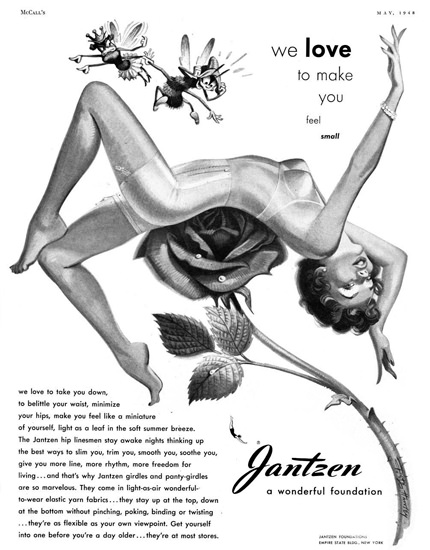 Jantzen Lingerie Love To Make You Small 1948 | Sex Appeal Vintage Ads and Covers 1891-1970