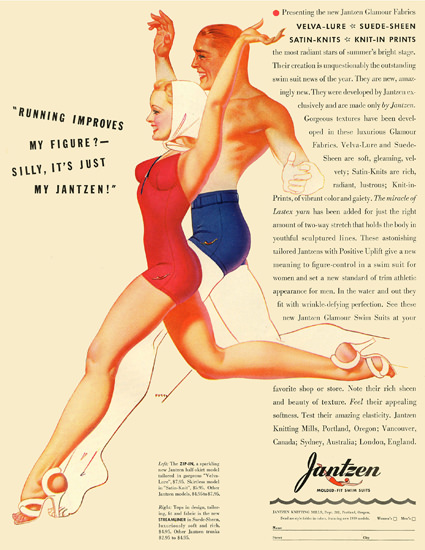 Jantzen Running Improves My Figure 1939 George Petty | Sex Appeal Vintage Ads and Covers 1891-1970