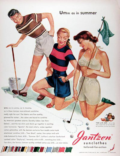 Jantzen Sun Clothes Golf Tailored For Action | Sex Appeal Vintage Ads and Covers 1891-1970