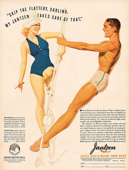 Jantzen Swim Suits Captain Takes Care Of That George Petty | Sex Appeal Vintage Ads and Covers 1891-1970