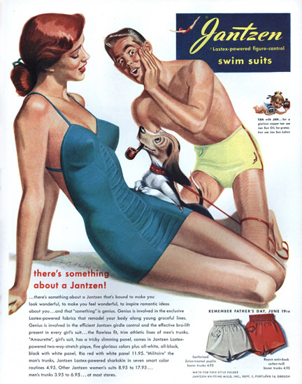 Jantzen Swim Suits Theres Something Portland | Sex Appeal Vintage Ads and Covers 1891-1970