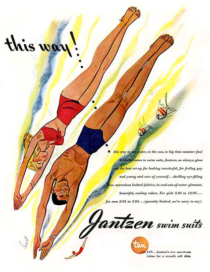 Jantzen Swim Suits This Way Dive | Sex Appeal Vintage Ads and Covers 1891-1970