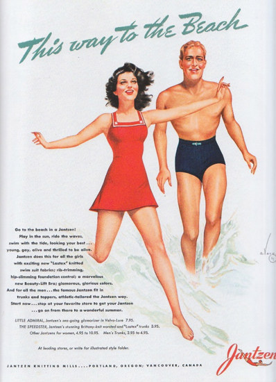 Jantzen Swim Suits This Way To The Beach | Sex Appeal Vintage Ads and Covers 1891-1970