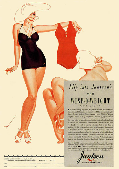 Jantzen Swim Suits Wisp-O-Weight George Petty | Sex Appeal Vintage Ads and Covers 1891-1970