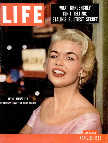 Jayne Mansfield Smart Blonde 23 Apr 1956 Copyright Life Magazine | Life Magazine Color Photo Covers 1937-1970