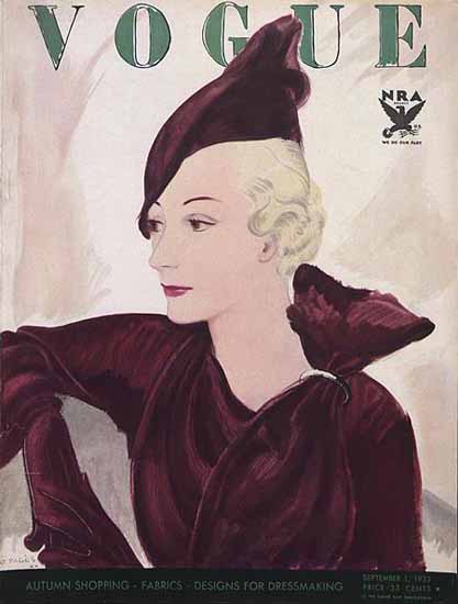 Jean Pages Vogue Cover 1933-09-01 Copyright | Vogue Magazine Graphic Art Covers 1902-1958