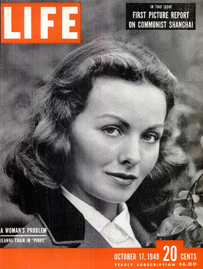 Jeanne Crain in Pinky 17 Oct 1949 Copyright Life Magazine | Life Magazine BW Photo Covers 1936-1970