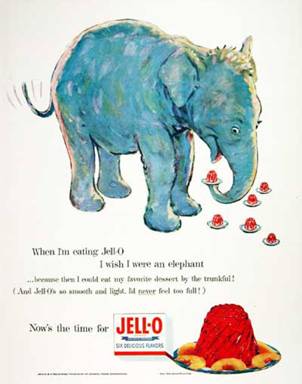 Jell-O 1954 I Wish I Were An Elephant | Vintage Ad and Cover Art 1891-1970