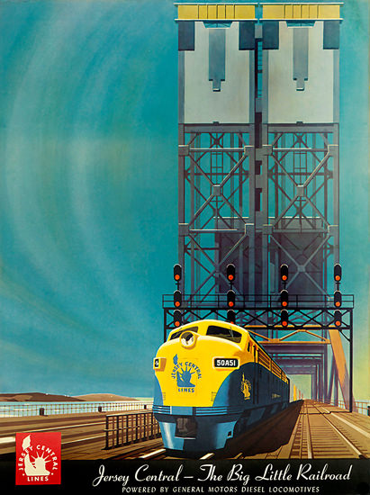 Jersey Central Railroad GM Locomotives 1948 | Vintage Travel Posters 1891-1970