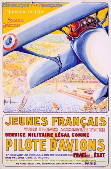 Jeunes Francais Service Militaire Comme Pilot | Vintage War Propaganda Posters 1891-1970