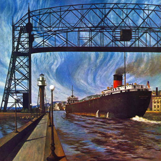 John Atherton Saturday Evening Post Barge 1947_06_14 Copyright crop | Best of Vintage Cover Art 1900-1970