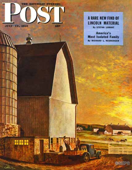 John Atherton Saturday Evening Post Dairy Farm 1947_07_19 | The Saturday Evening Post Graphic Art Covers 1931-1969