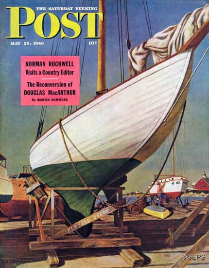 John Atherton Saturday Evening Post Dry Dock 1946_05_25 | The Saturday Evening Post Graphic Art Covers 1931-1969