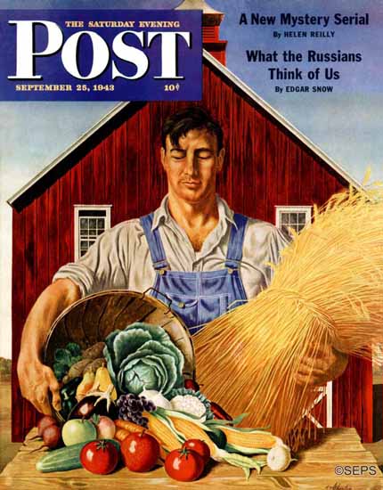 John Atherton Saturday Evening Post Fall Bounty 1943_09_25 | The Saturday Evening Post Graphic Art Covers 1931-1969