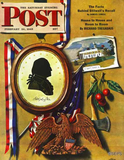 John Atherton Saturday Evening Post George Washington 1945_02_24 | The Saturday Evening Post Graphic Art Covers 1931-1969