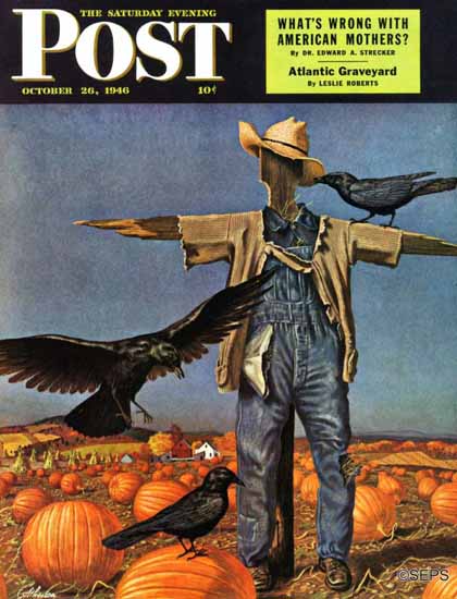 John Atherton Saturday Evening Post Scarecrow 1946_10_26 | The Saturday Evening Post Graphic Art Covers 1931-1969