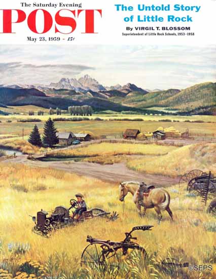 John Clymer Saturday Evening Post Abandoned Equipment 1959_05_23 | The Saturday Evening Post Graphic Art Covers 1931-1969