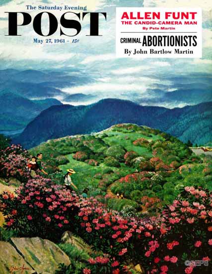 John Clymer Saturday Evening Post Appalach Rhododendrons 1961_05_27 | The Saturday Evening Post Graphic Art Covers 1931-1969