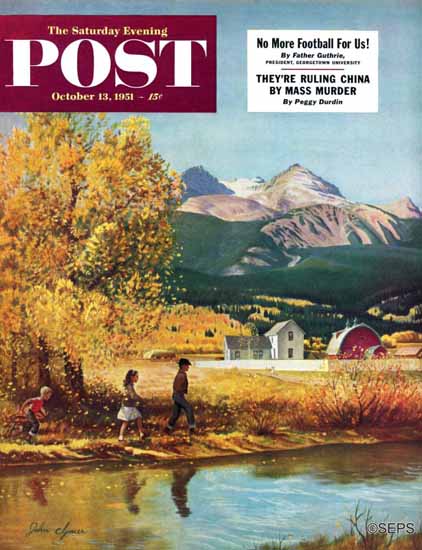 John Clymer Saturday Evening Post Colorado Creek 1951_10_13 | The Saturday Evening Post Graphic Art Covers 1931-1969