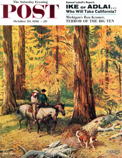 John Clymer Saturday Evening Post Fall Horseback Ride 1956_10_20 | The Saturday Evening Post Graphic Art Covers 1931-1969