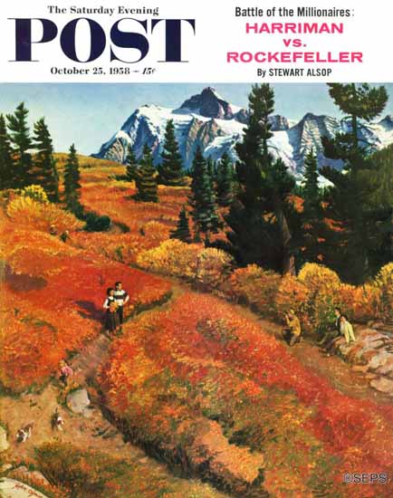 John Clymer Saturday Evening Post Fall Photo Op 1958_10_25 | The Saturday Evening Post Graphic Art Covers 1931-1969