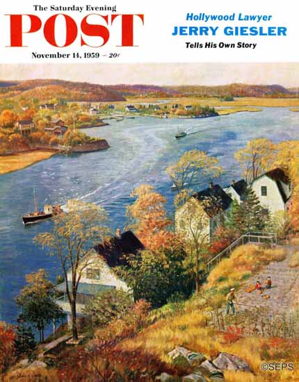 John Clymer Saturday Evening Post Gloucester Harbor 1959_11_14 | The Saturday Evening Post Graphic Art Covers 1931-1969