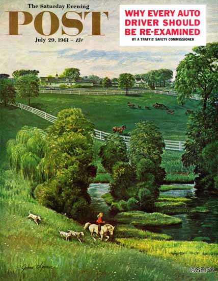 John Clymer Saturday Evening Post Green Kentucky Pastures 1961_07_29 | The Saturday Evening Post Graphic Art Covers 1931-1969