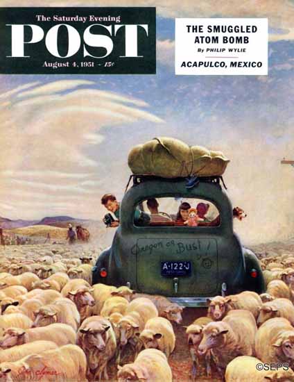 John Clymer Saturday Evening Post Oregon or Bust 1951_08_04 | The Saturday Evening Post Graphic Art Covers 1931-1969