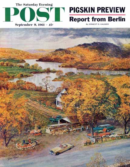 John Clymer Saturday Evening Post Roadside Vegetable Stand 1961_09_09 | The Saturday Evening Post Graphic Art Covers 1931-1969