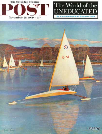 John Clymer Saturday Evening Post Sailboats 1959_11_28 | The Saturday Evening Post Graphic Art Covers 1931-1969