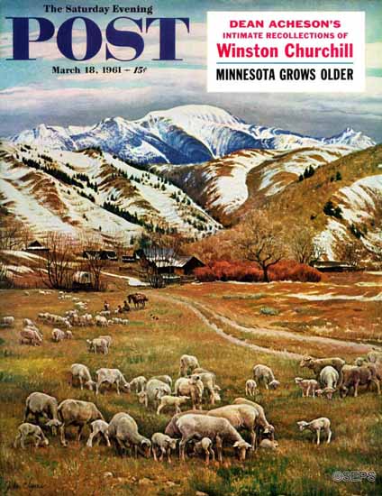 John Clymer Saturday Evening Post Sheep Ranch 1961_03_18 | The Saturday Evening Post Graphic Art Covers 1931-1969