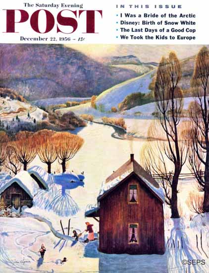 John Clymer Saturday Evening Post Snow on the Farm 1956_12_22 | The Saturday Evening Post Graphic Art Covers 1931-1969