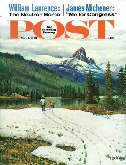 John Clymer Saturday Evening Post Spring Warms Mountains 1962_05_05 | The Saturday Evening Post Graphic Art Covers 1931-1969