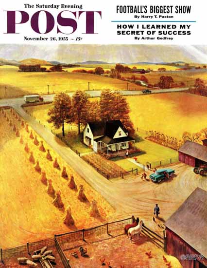 John Clymer Saturday Evening Post Thanksgiving on the Farm 1955_11_26 | The Saturday Evening Post Graphic Art Covers 1931-1969