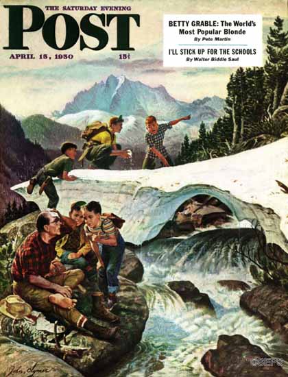 John Clymer Saturday Evening Post Tired Hiker 1950_04_15 | The Saturday Evening Post Graphic Art Covers 1931-1969